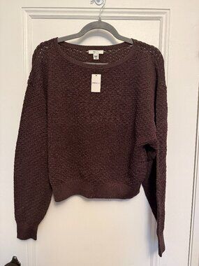 NWT chocolate brown mesh sweater (RW & Co.)